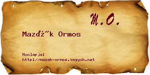 Mazák Ormos névjegykártya
